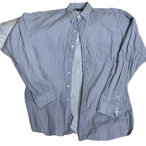 Polo Ralph Lauren Shirt L Blue Striped  Button Up Vintage Y2K 90s